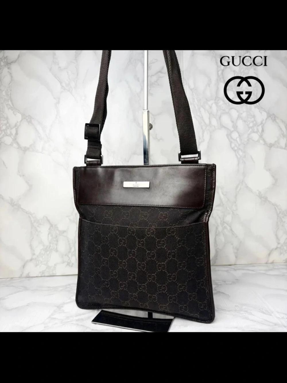 Gucci Dark Brown GG Canvas Messenger Bag